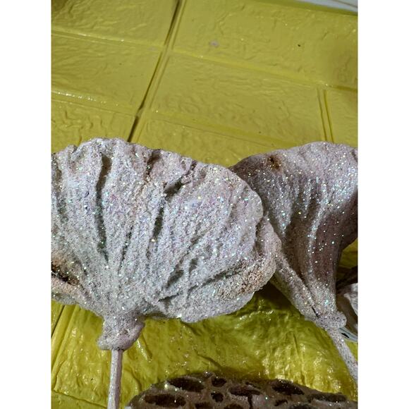 Vintage Lotus Seed Pod Floral Picks Christmas Holiday White Silver Set - Picture 11 of 16